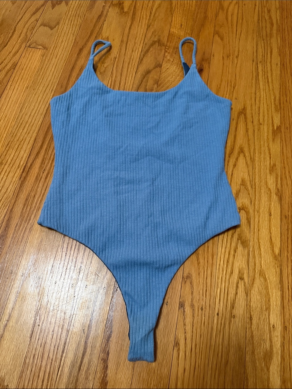 REVOLVE Blue Ribbed Scoop Neck Bodysuit